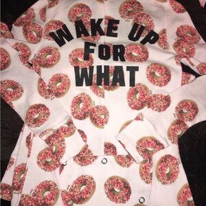 PINK Victoria's Secret Pink Donut Print Pajama Onesie